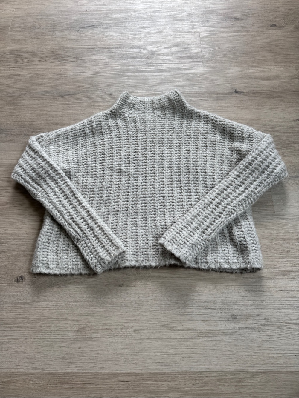aerie Cream Mock Neck Chunky Knit Sweater